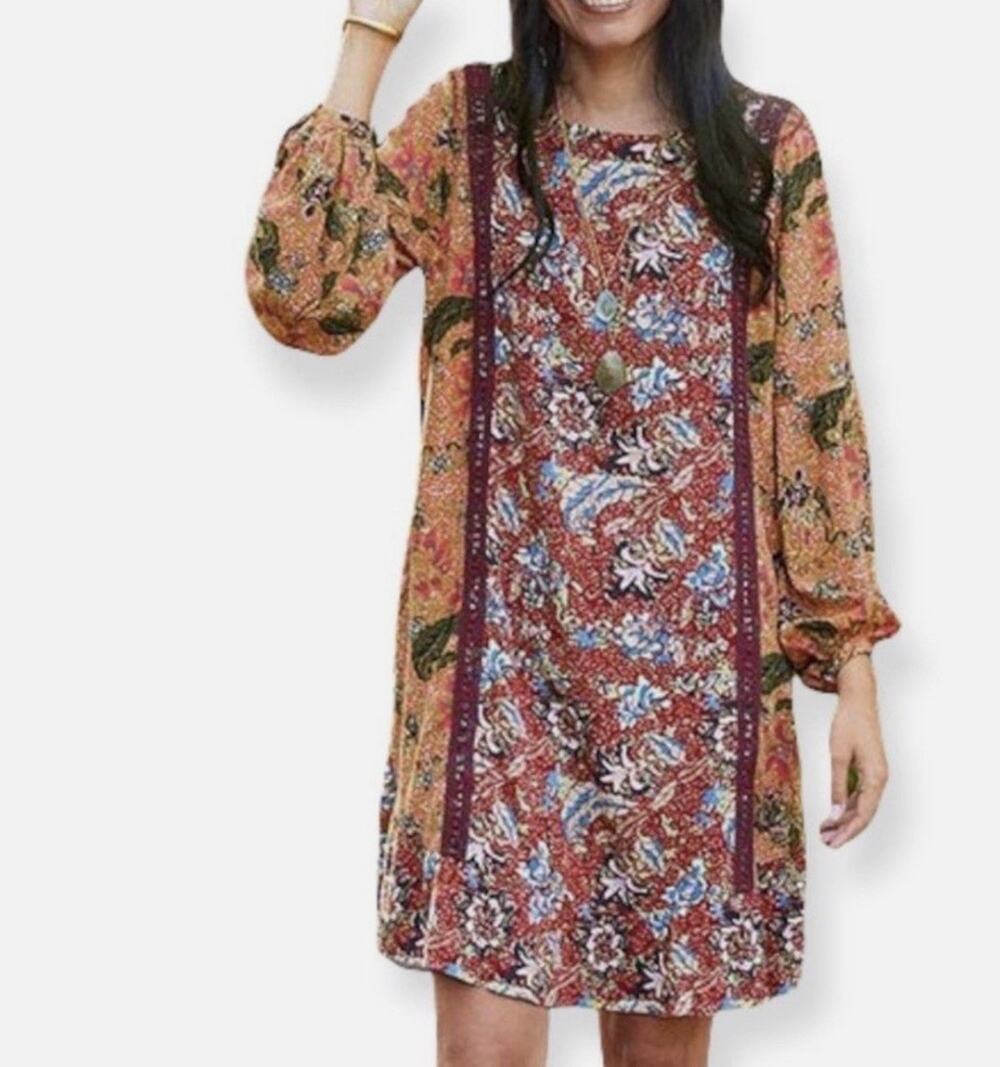 MATILDA JANE Womens' Lovely Menagerie Shift Dress Floral Boho Small